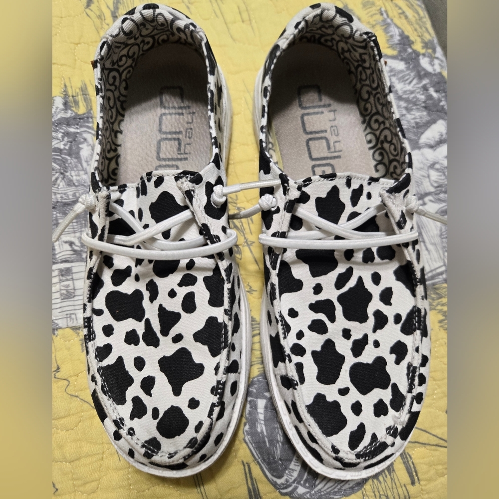 Women's Cow Print Hey Dudes